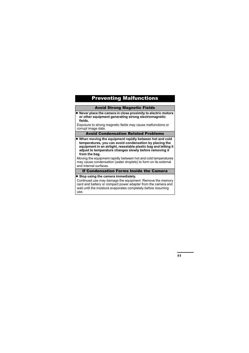 Preventing malfunctions | Canon 65 User Manual | Page 13 / 138