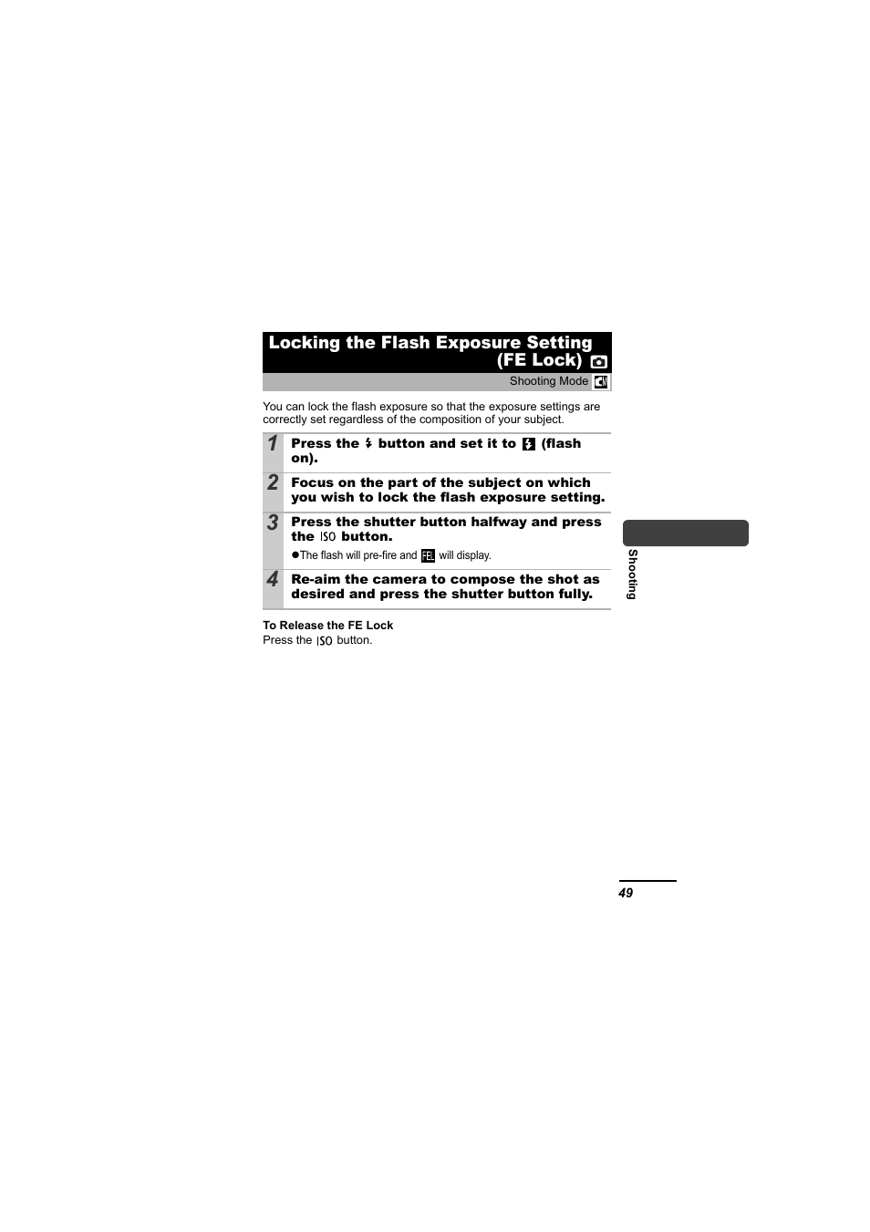 Locking the flash exposure setting (fe lock), P. 49) | Canon 65 User Manual | Page 51 / 138