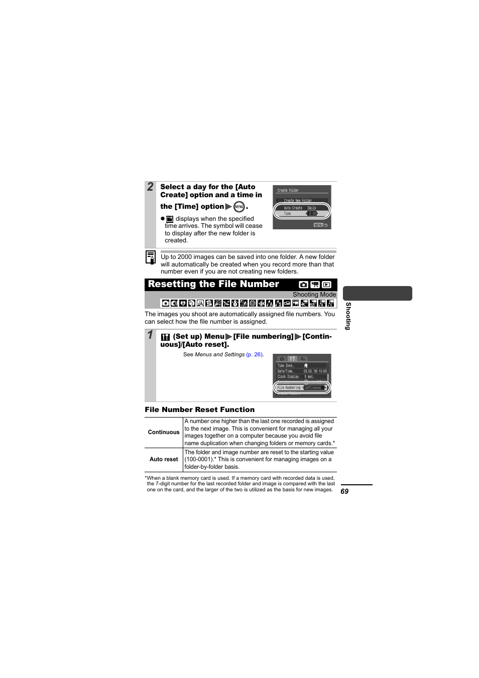 Resetting the file number, P. 69 | Canon 65 User Manual | Page 71 / 138