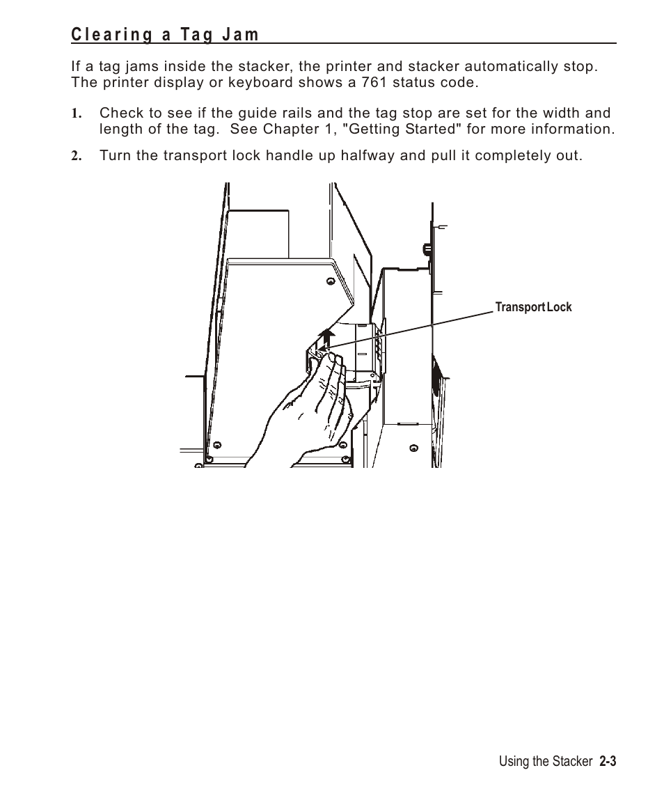 Clearing a tag jam 2-3, Clearing a tag jam -3 | Avery Dennison Monarch 932 Stacker User Manual | Page 17 / 24