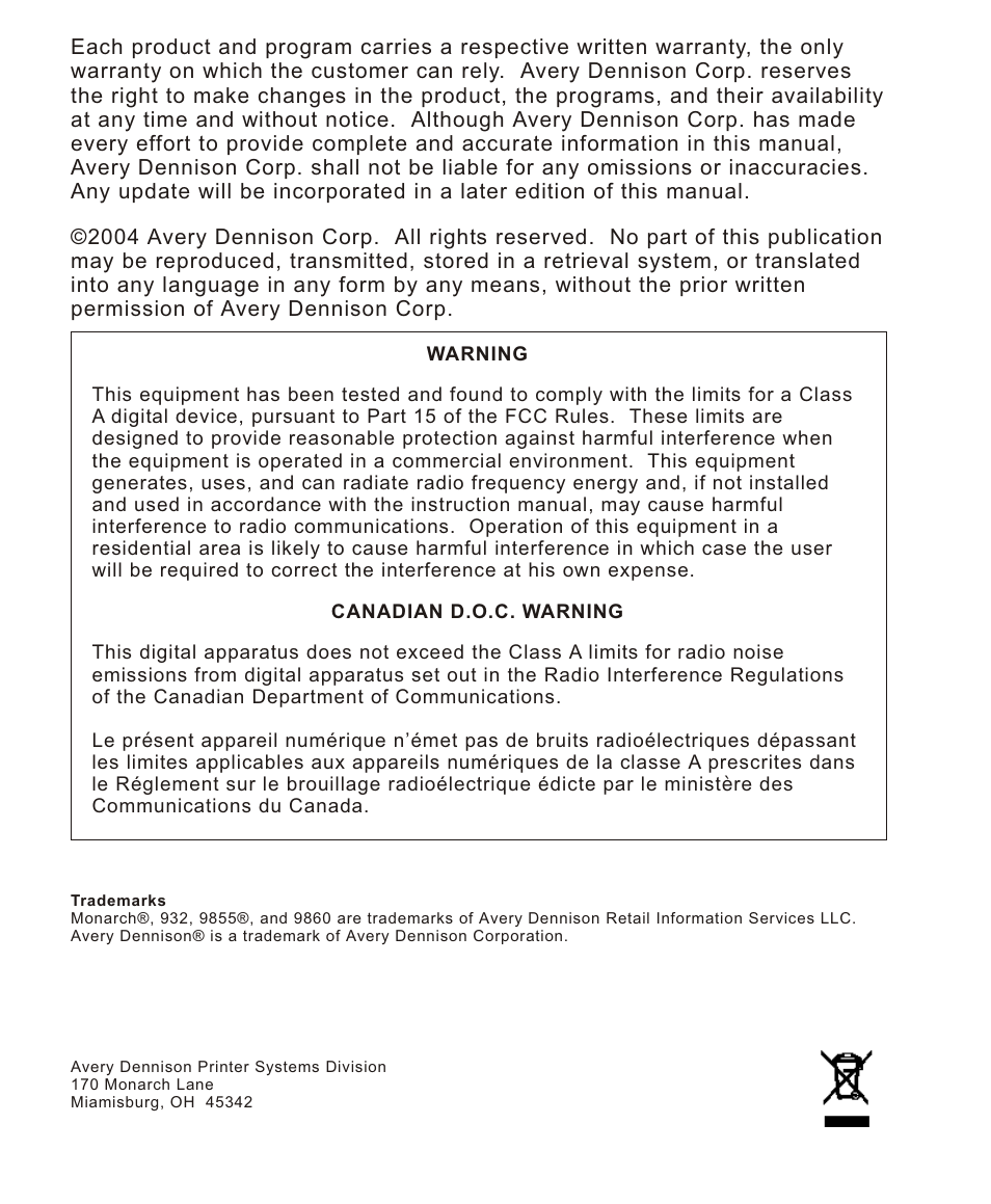 Avery Dennison Monarch 932 Stacker User Manual | Page 2 / 24