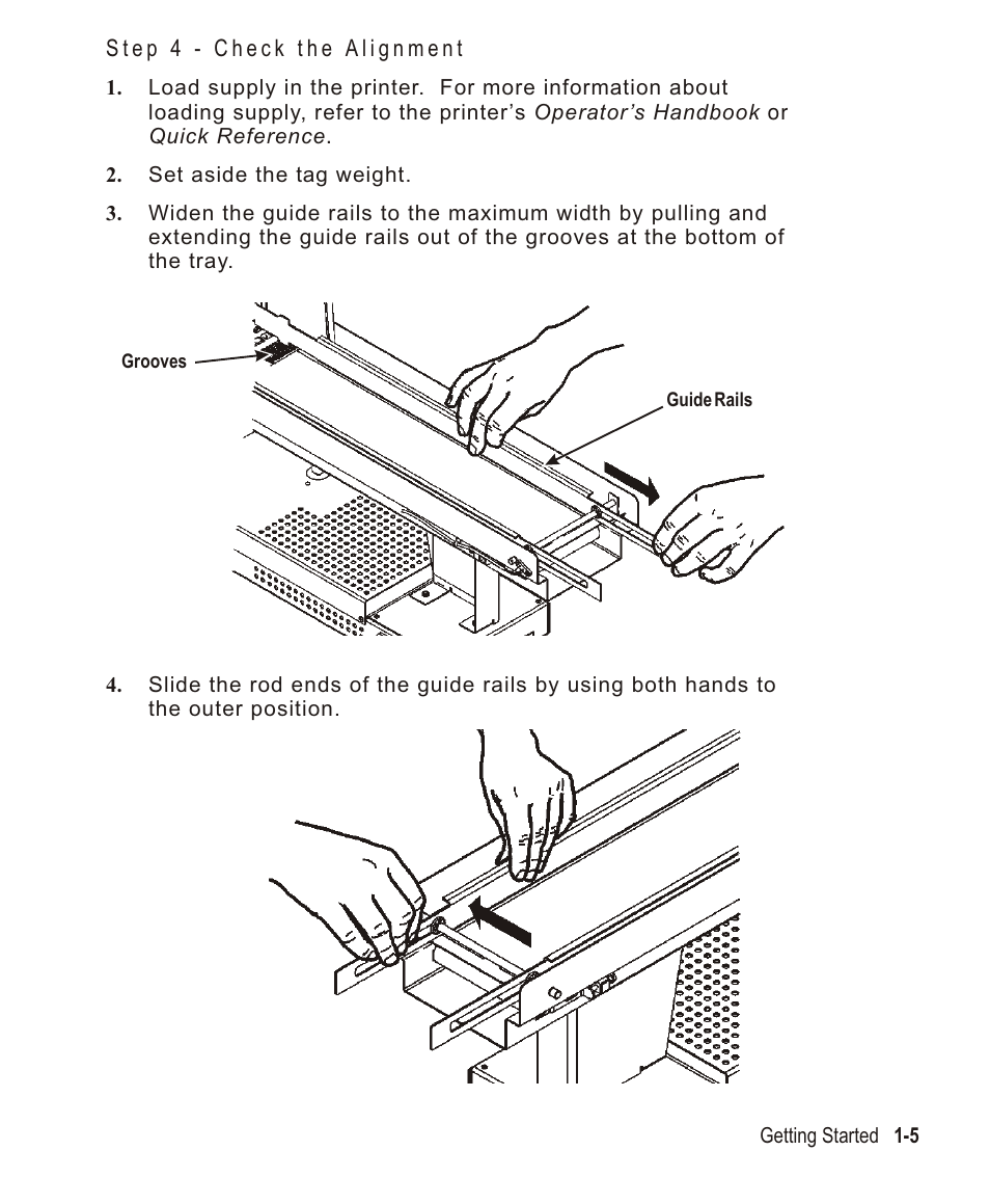 Step 4 - check the alignment 1-5, Step 4 - check the alignment -5 | Avery Dennison Monarch 932 Stacker User Manual | Page 9 / 24