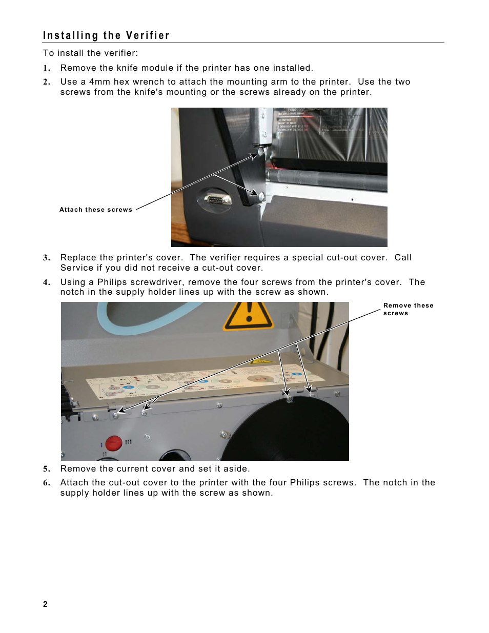 Installing the verifier | Avery Dennison Monarch 9864 Verifier User Manual | Page 2 / 12