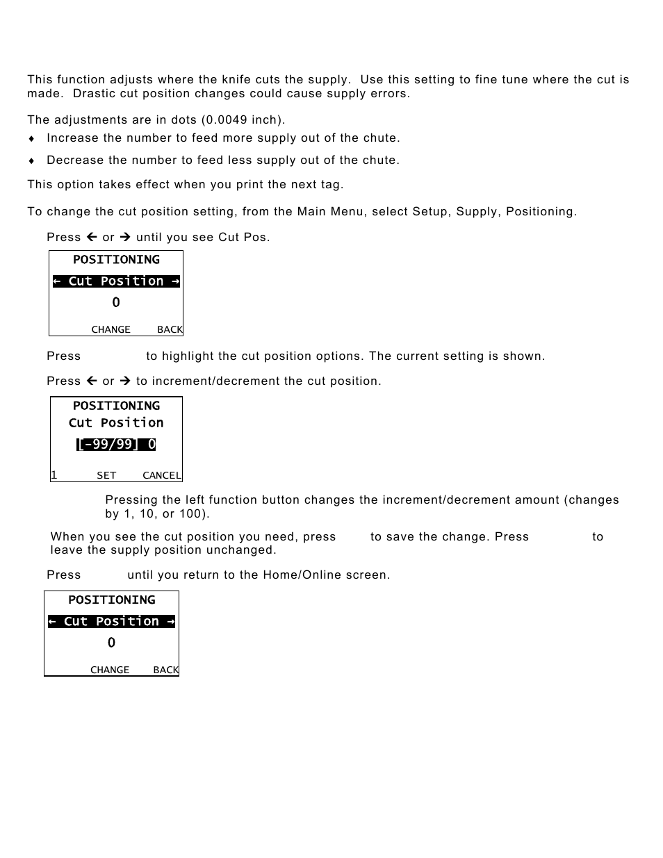 Setting the cut position | Avery Dennison Monarch 9906 Knife User Manual | Page 3 / 6