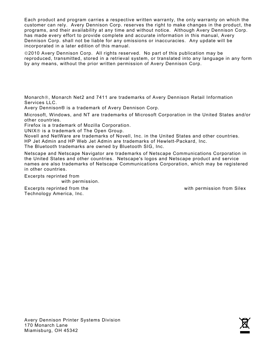 Avery Dennison Monarch 9906 MonarchNet2 User Manual | Page 2 / 72