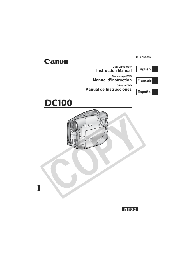 Canon DC100  EN User Manual | 84 pages