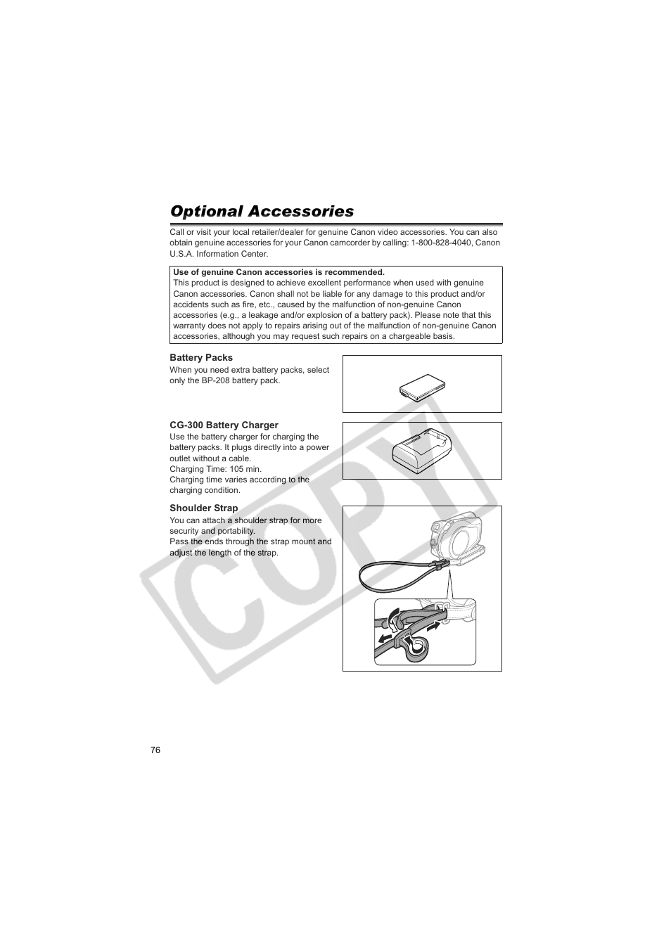 Optional accessories | Canon DC100  EN User Manual | Page 76 / 84