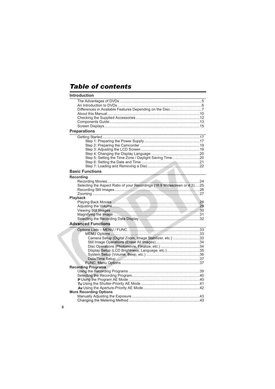 Canon DC100  EN User Manual | Page 8 / 84