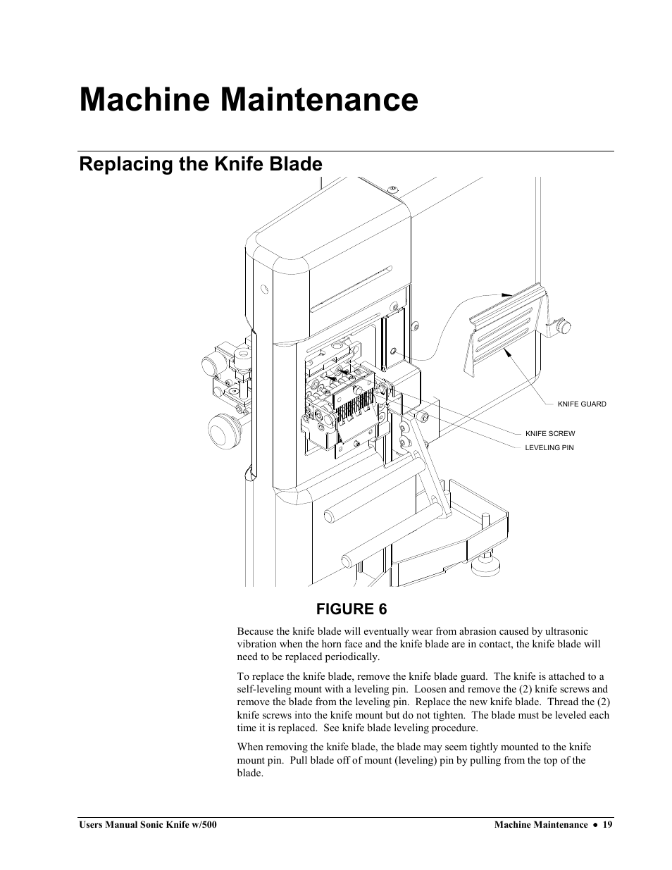 Machine maintenance, Replacing the knife blade | Avery Dennison SNAP Sonic Knife User Manual | Page 19 / 53