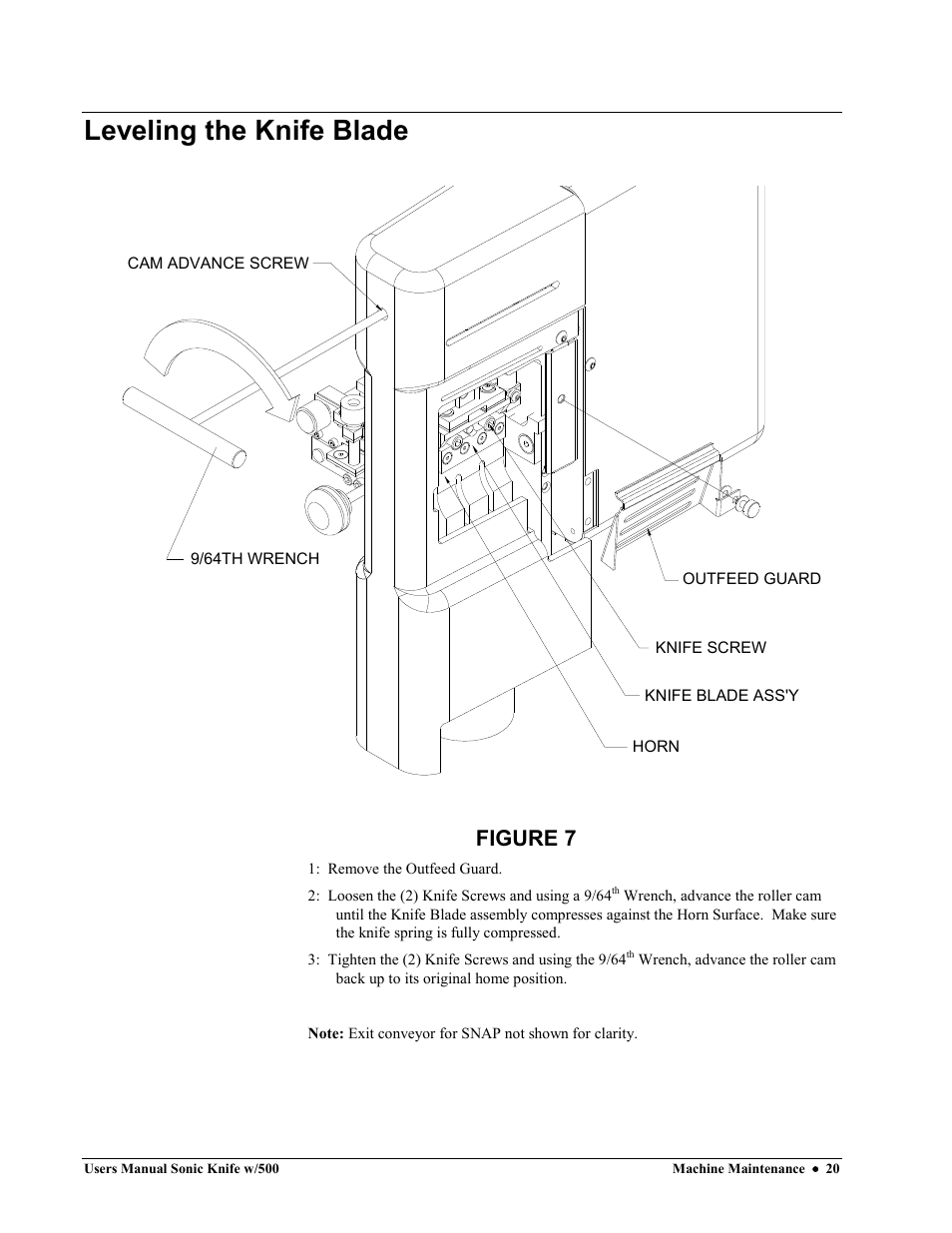 Leveling the knife blade, Figure 7 | Avery Dennison SNAP Sonic Knife User Manual | Page 20 / 53