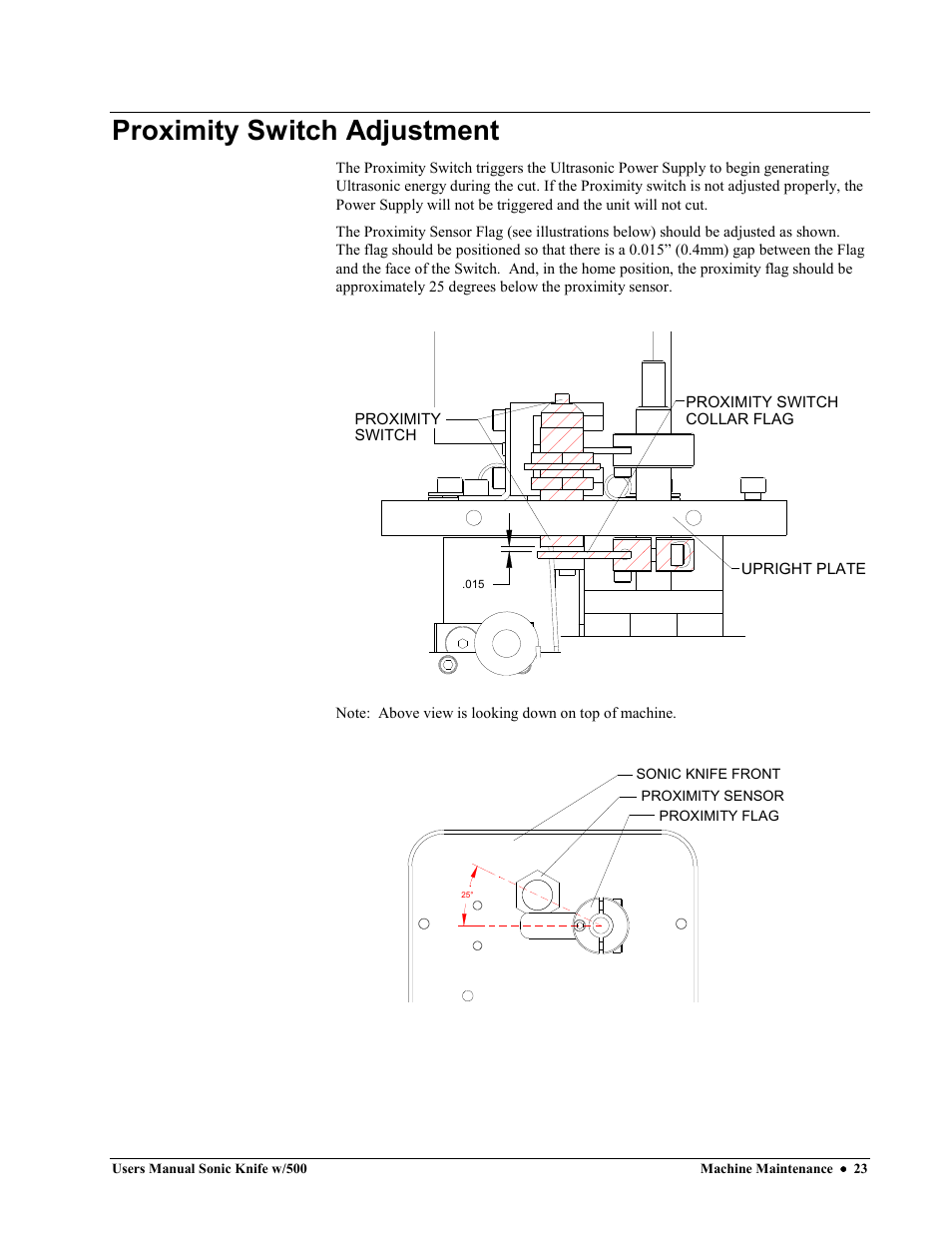 Proximity switch adjustment | Avery Dennison SNAP Sonic Knife User Manual | Page 23 / 53