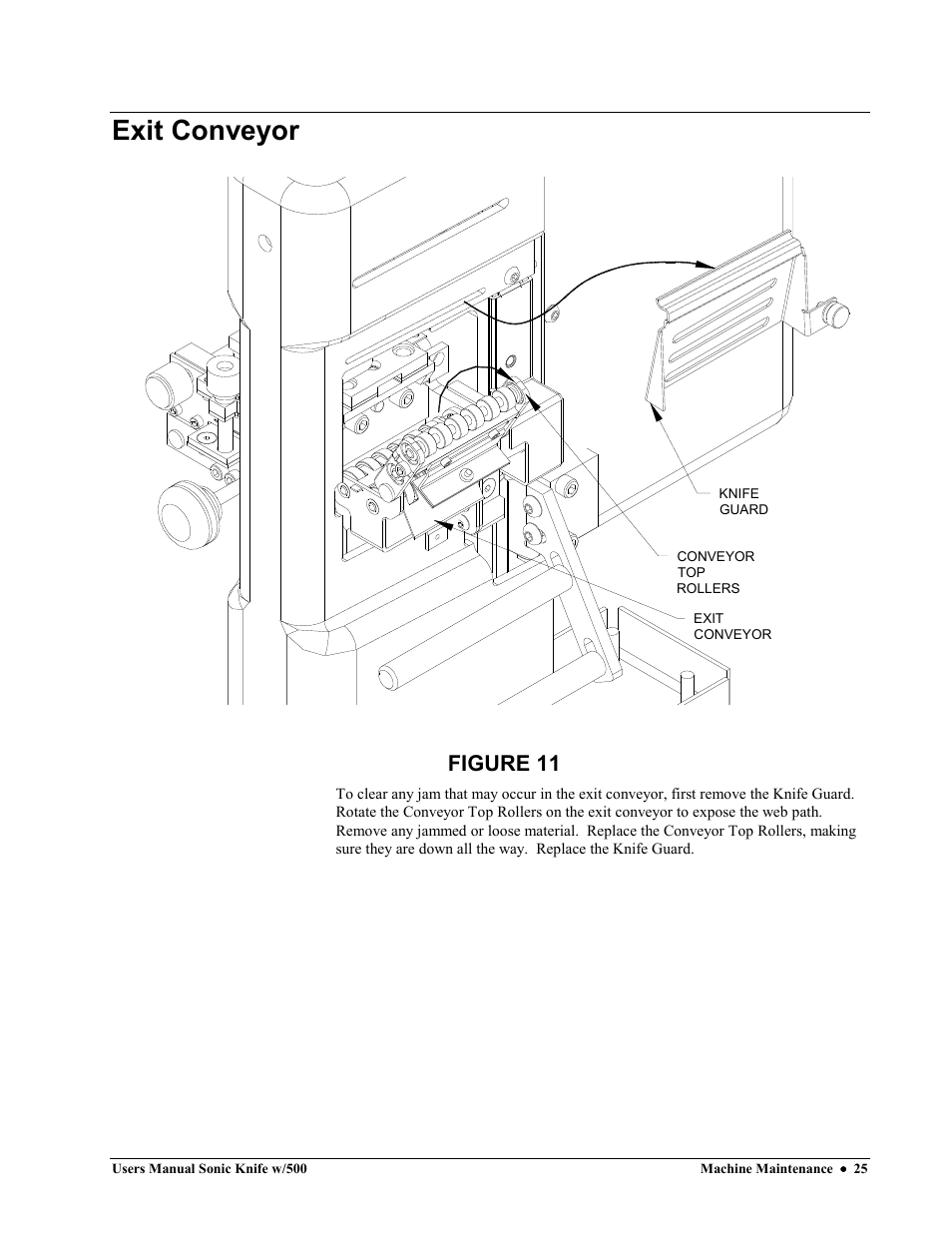 Exit conveyor, Figure 11 | Avery Dennison SNAP Sonic Knife User Manual | Page 25 / 53