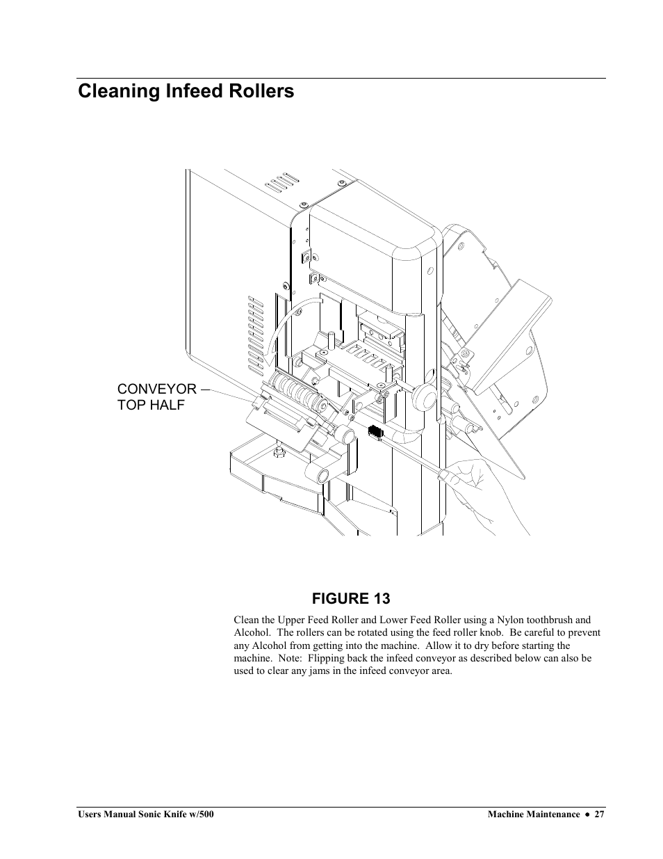 Cleaning infeed rollers | Avery Dennison SNAP Sonic Knife User Manual | Page 27 / 53