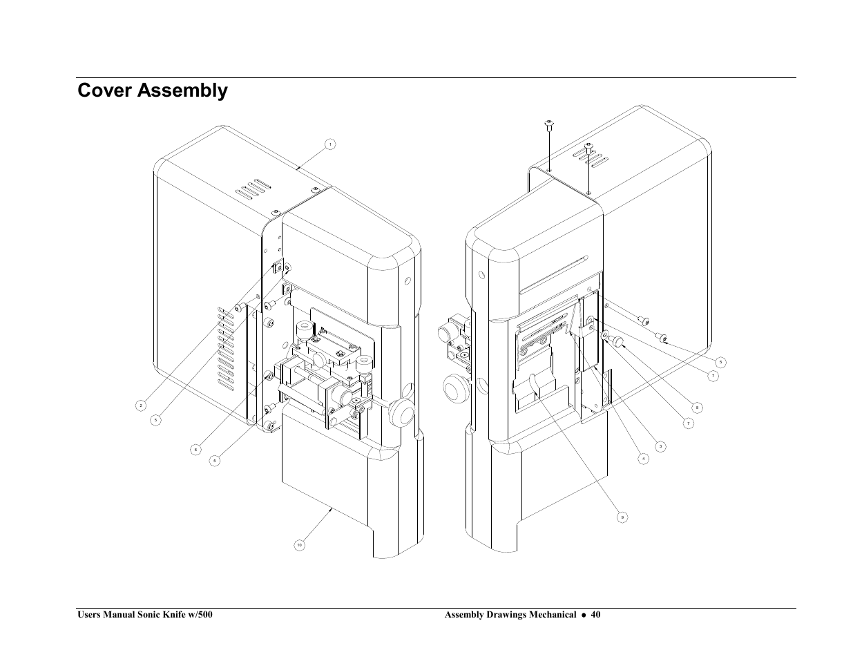 Cover assembly | Avery Dennison SNAP Sonic Knife User Manual | Page 40 / 53