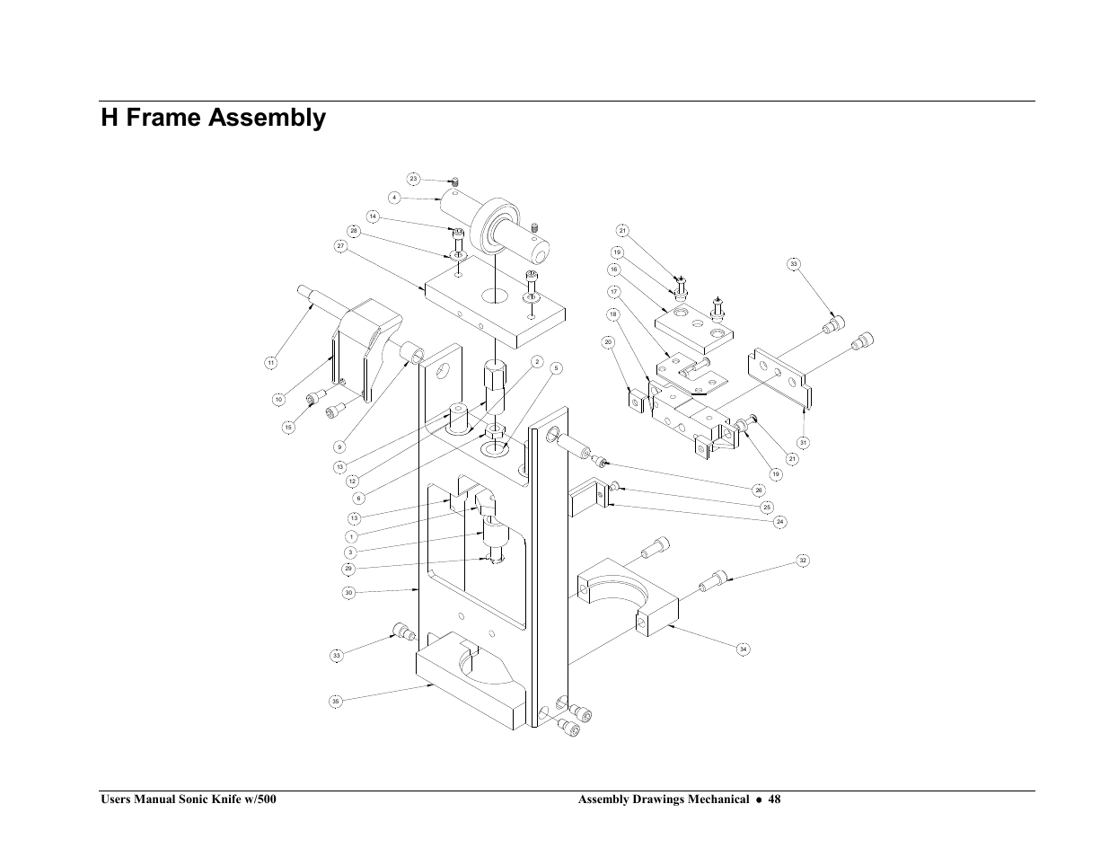 H frame assembly | Avery Dennison SNAP Sonic Knife User Manual | Page 48 / 53