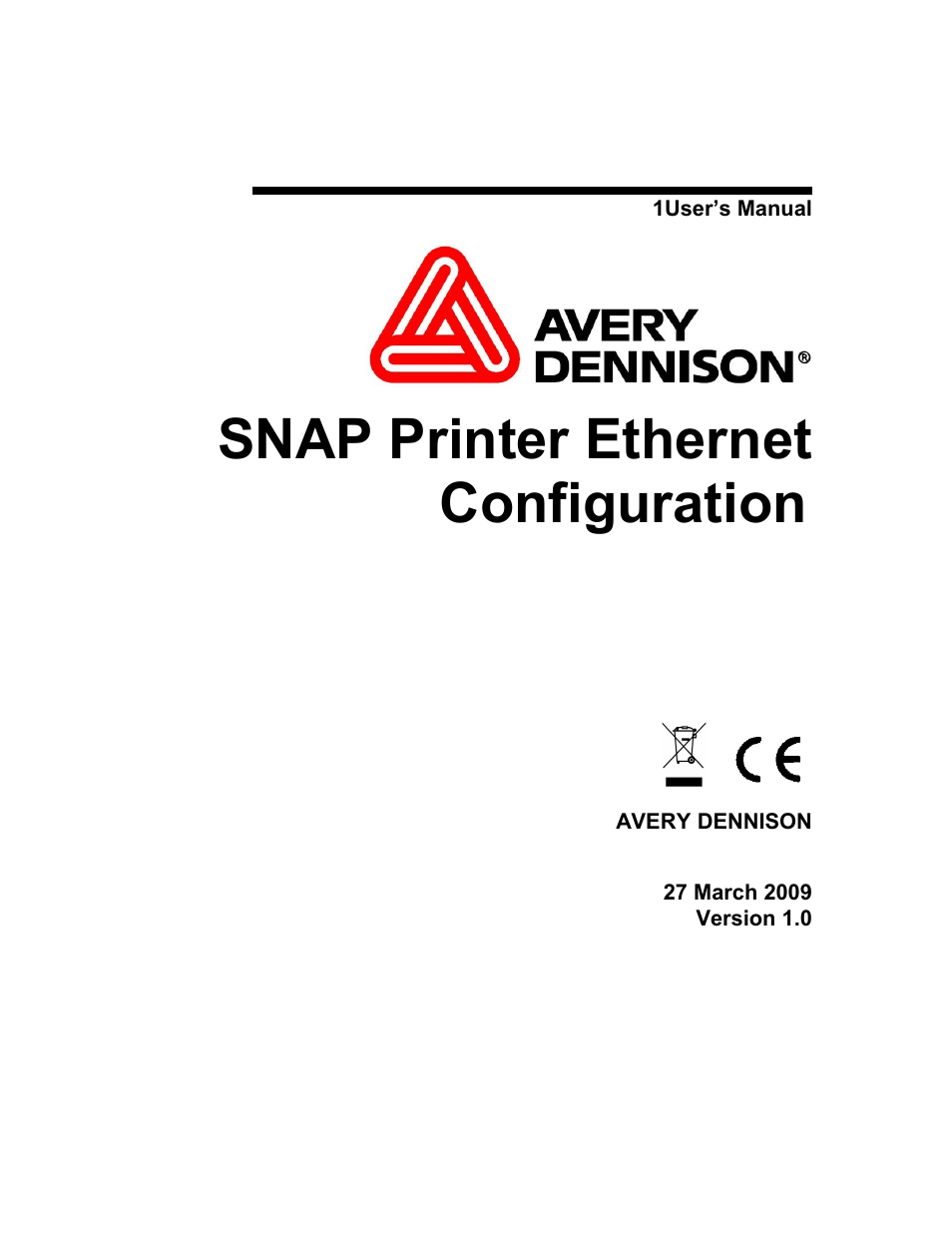 Avery Dennison SNAP Ethernet Configuration User Manual | 6 pages