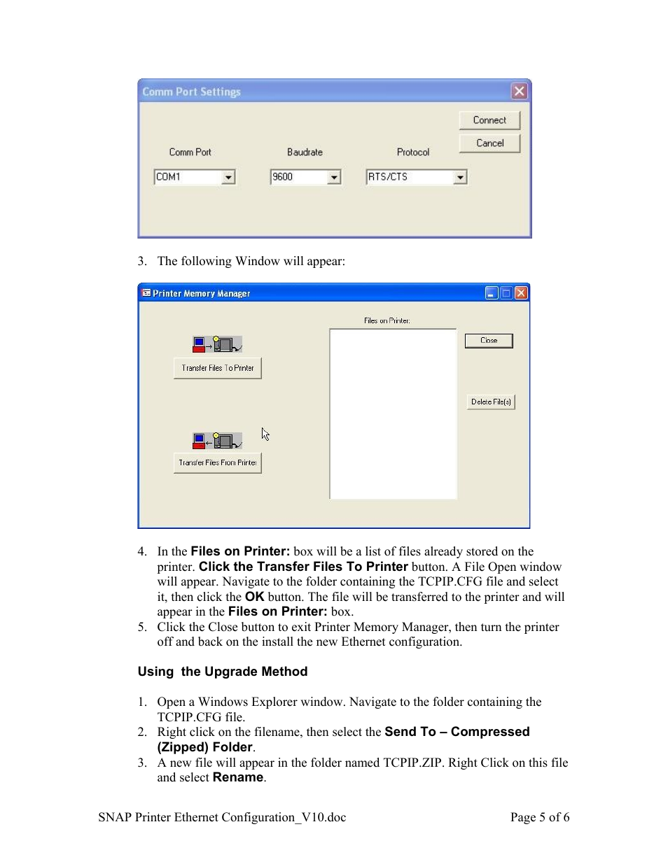 Using the upgrade method | Avery Dennison SNAP Ethernet Configuration User Manual | Page 5 / 6