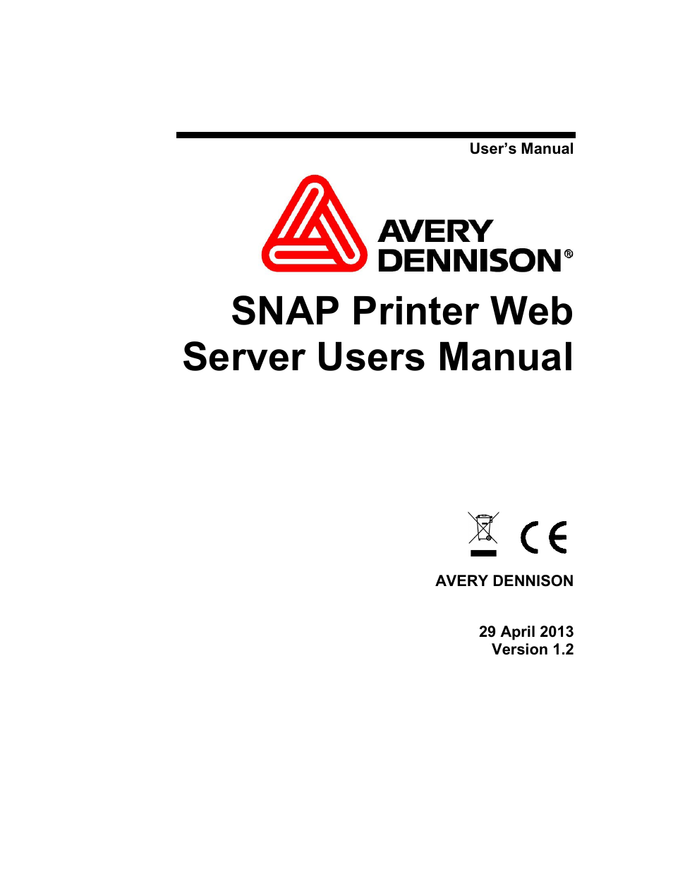 Avery Dennison SNAP Webserver Manual User Manual | 15 pages