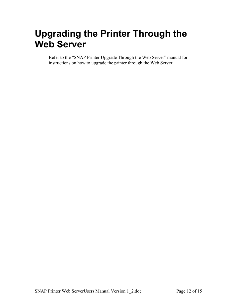 Upgrading the printer through the web server | Avery Dennison SNAP Webserver Manual User Manual | Page 12 / 15