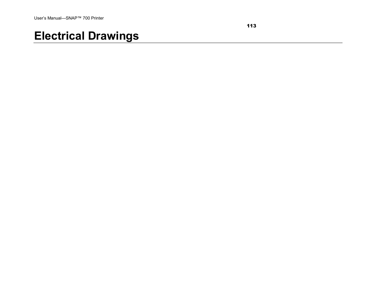 Electrical drawings | Avery Dennison SNAP 700 User Manual | Page 113 / 153