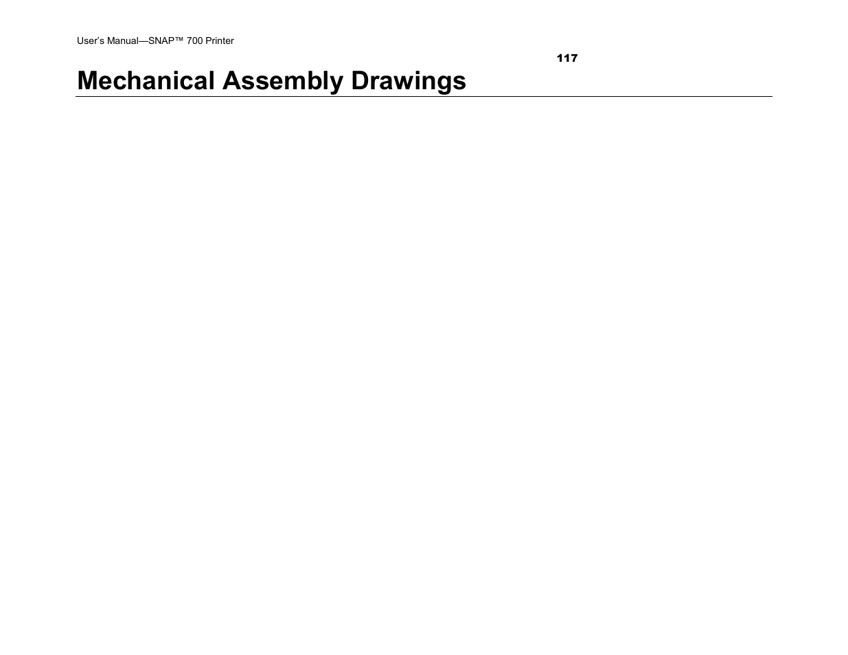 Mechanical assembly drawings | Avery Dennison SNAP 700 User Manual | Page 117 / 153