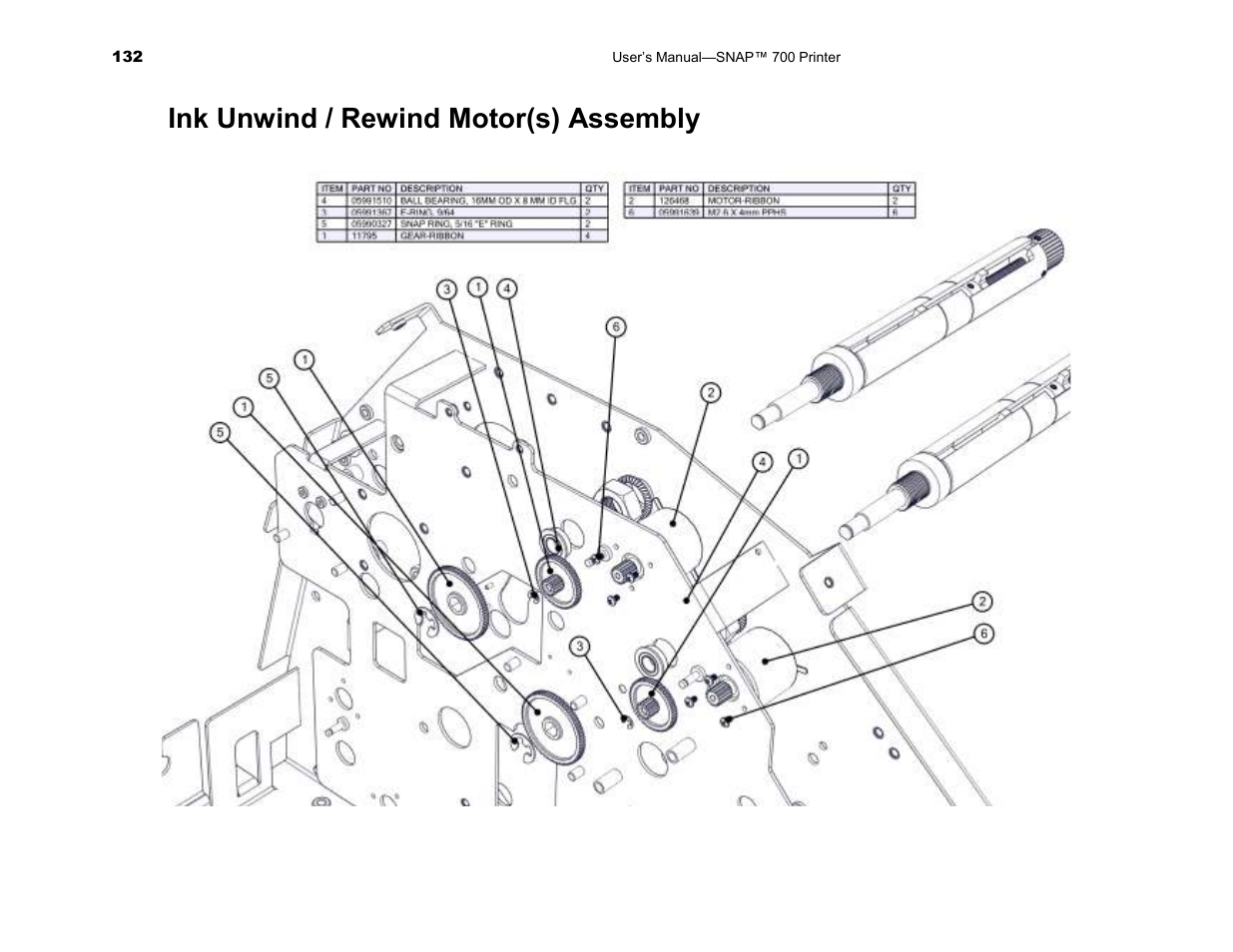 Ink unwind / rewind motor(s) assembly | Avery Dennison SNAP 700 User Manual | Page 132 / 153