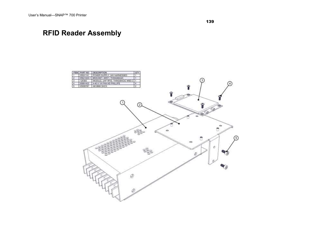 Rfid reader assembly | Avery Dennison SNAP 700 User Manual | Page 139 / 153