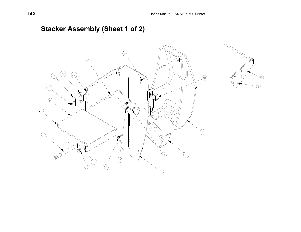 Stacker assembly (sheet 1 of 2) | Avery Dennison SNAP 700 User Manual | Page 142 / 153