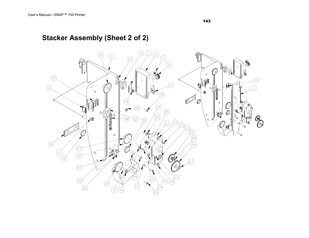 Stacker assembly (sheet 2 of 2) | Avery Dennison SNAP 700 User Manual | Page 143 / 153