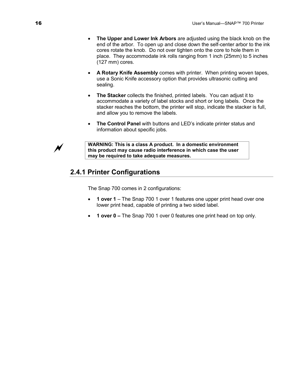 1 printer configurations | Avery Dennison SNAP 700 User Manual | Page 16 / 153
