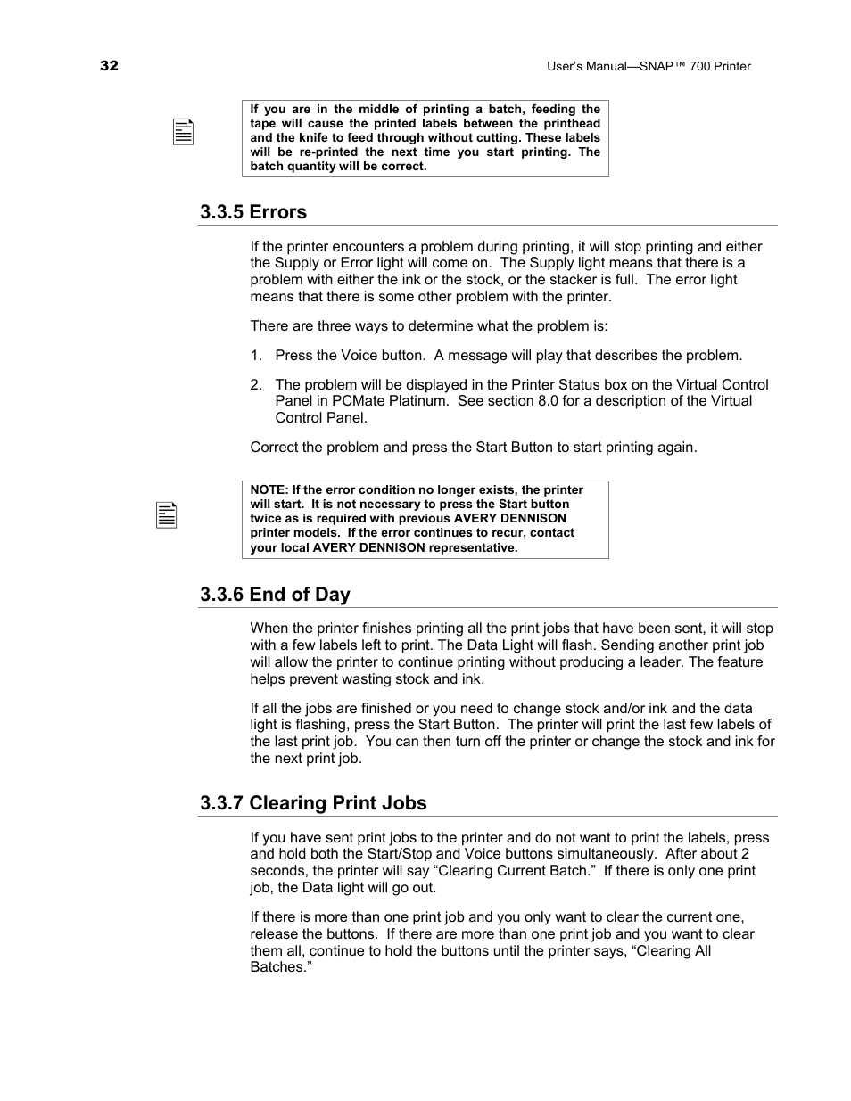 Avery Dennison SNAP 700 User Manual | Page 32 / 153