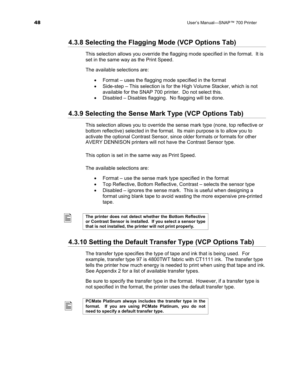 Avery Dennison SNAP 700 User Manual | Page 48 / 153