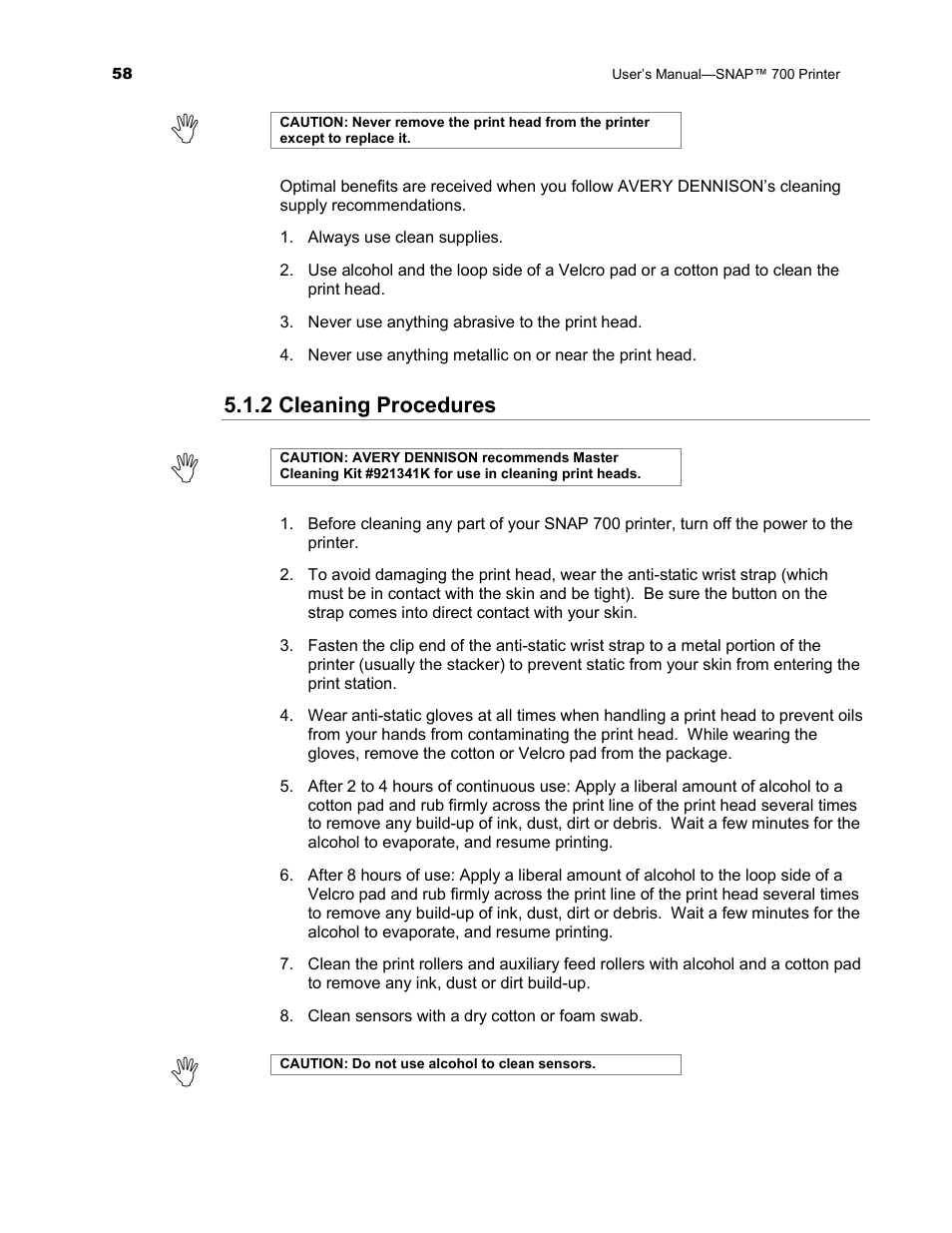 Avery Dennison SNAP 700 User Manual | Page 58 / 153