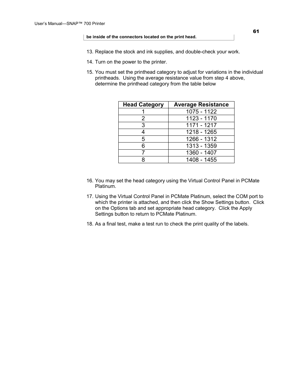 Avery Dennison SNAP 700 User Manual | Page 61 / 153