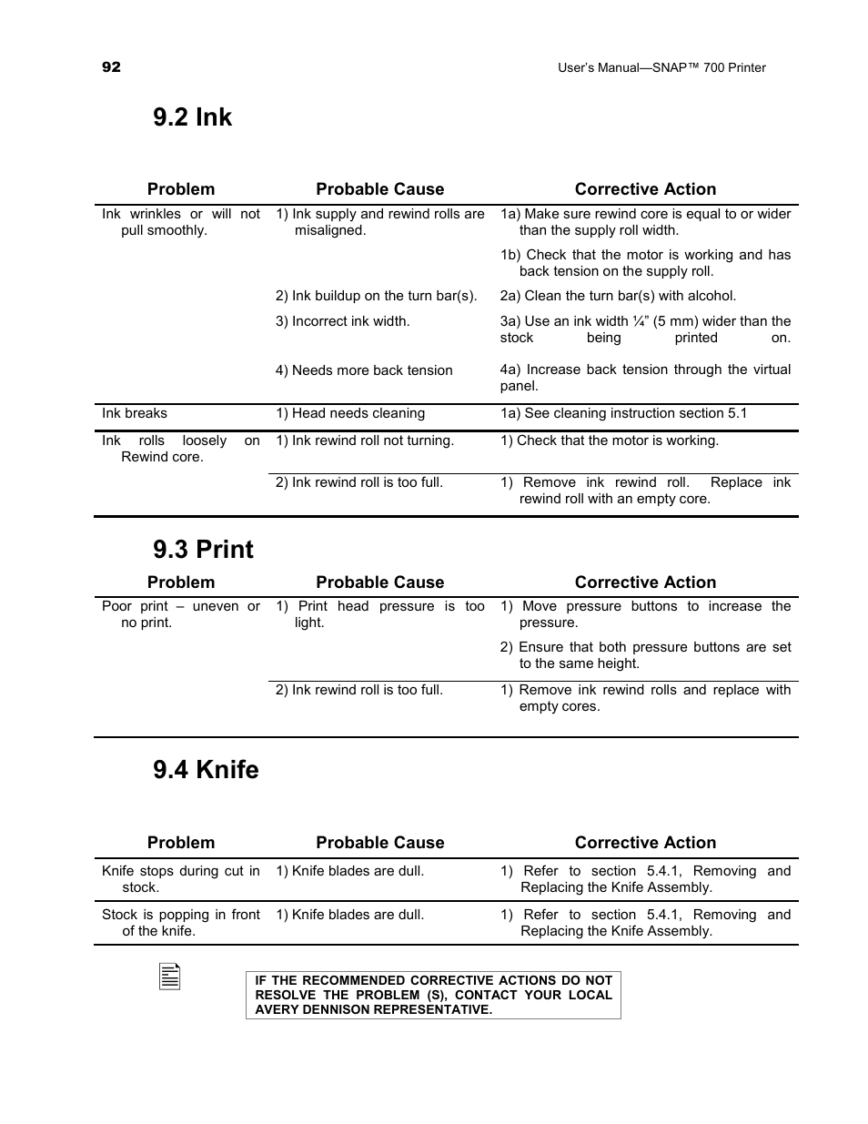 2 ink, 3 print, 4 knife | Avery Dennison SNAP 700 User Manual | Page 92 / 153