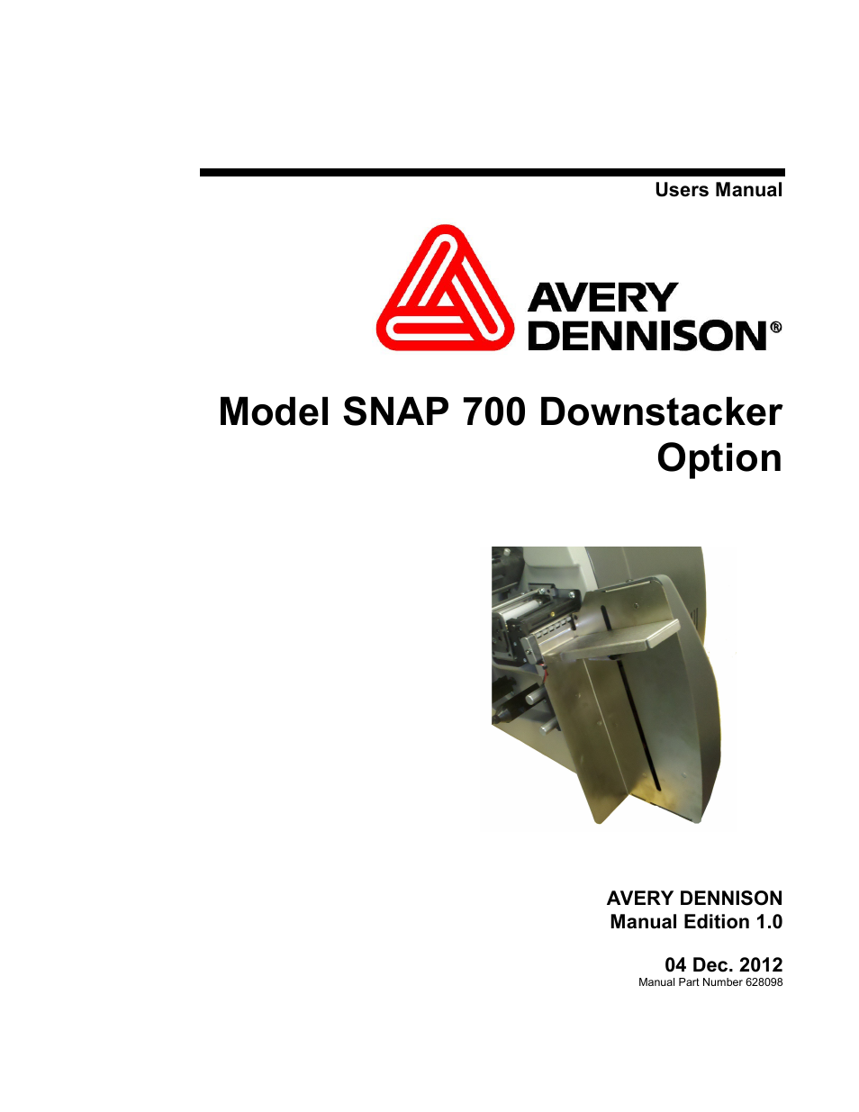 Avery Dennison SNAP 700 Stacker User Manual | 26 pages