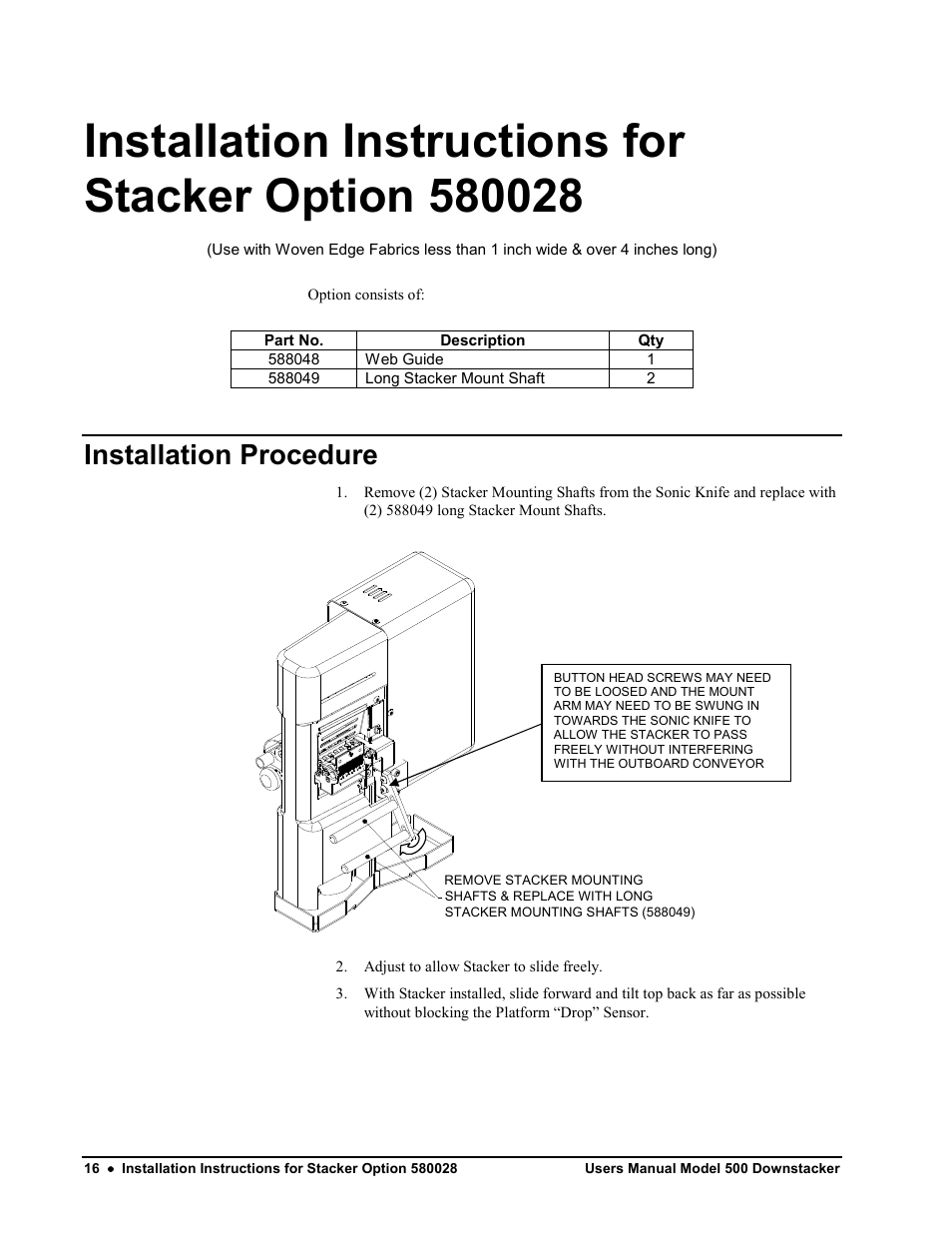 Installation procedure | Avery Dennison SNAP 700 Stacker User Manual | Page 16 / 26