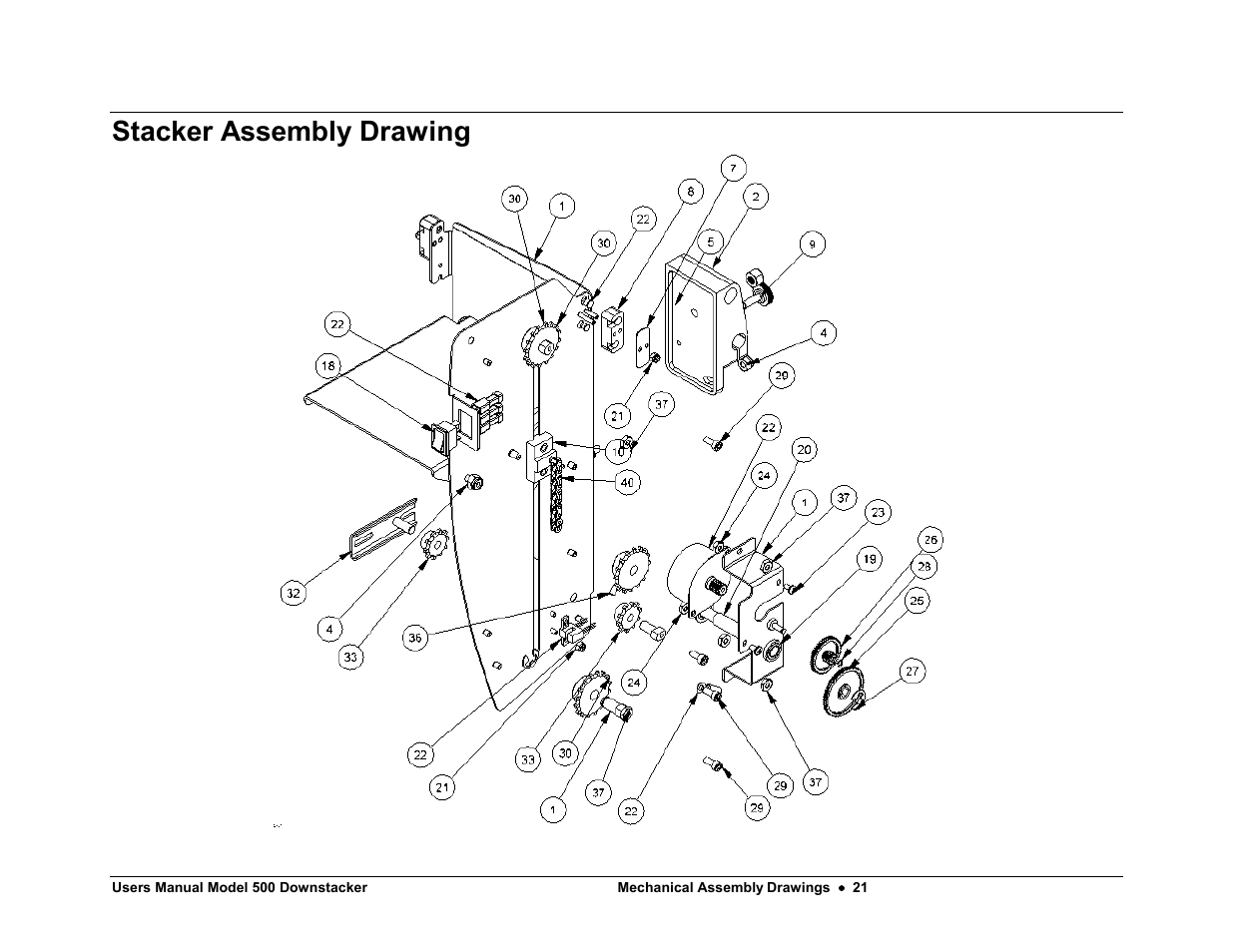 Stacker assembly drawing | Avery Dennison SNAP 700 Stacker User Manual | Page 21 / 26