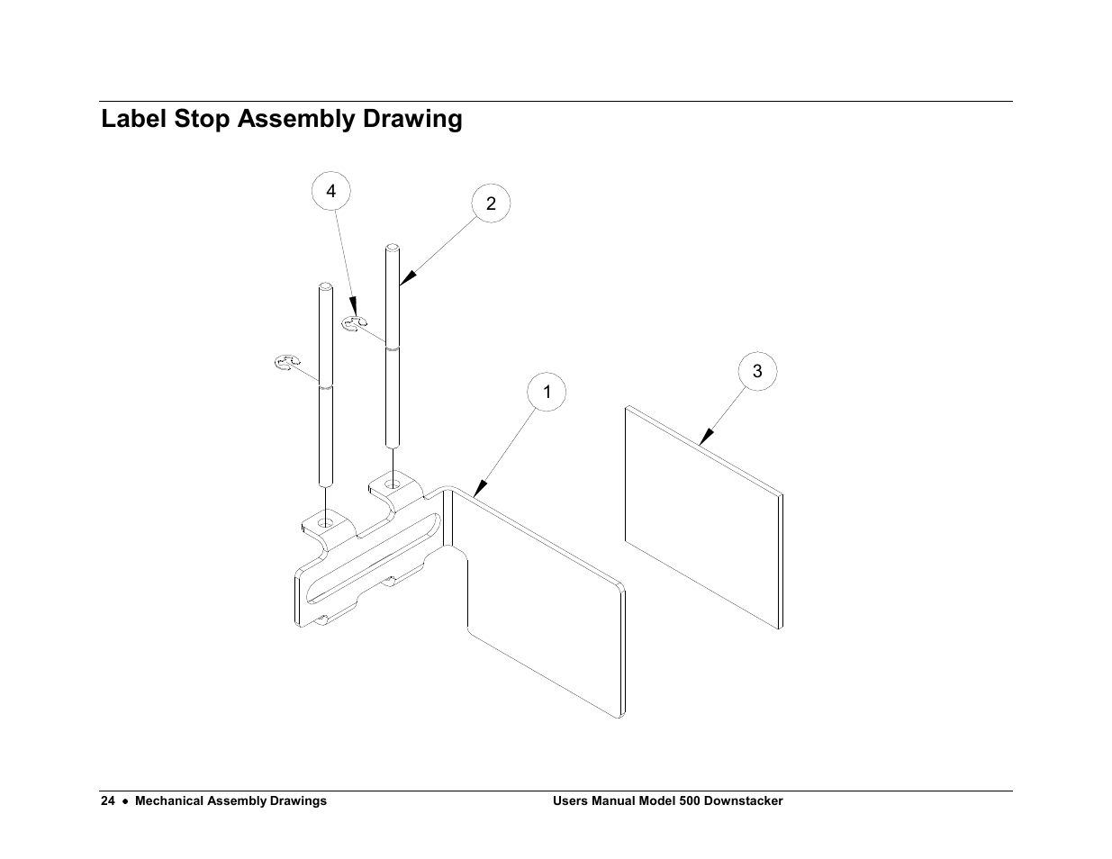 Label stop assembly drawing | Avery Dennison SNAP 700 Stacker User Manual | Page 24 / 26