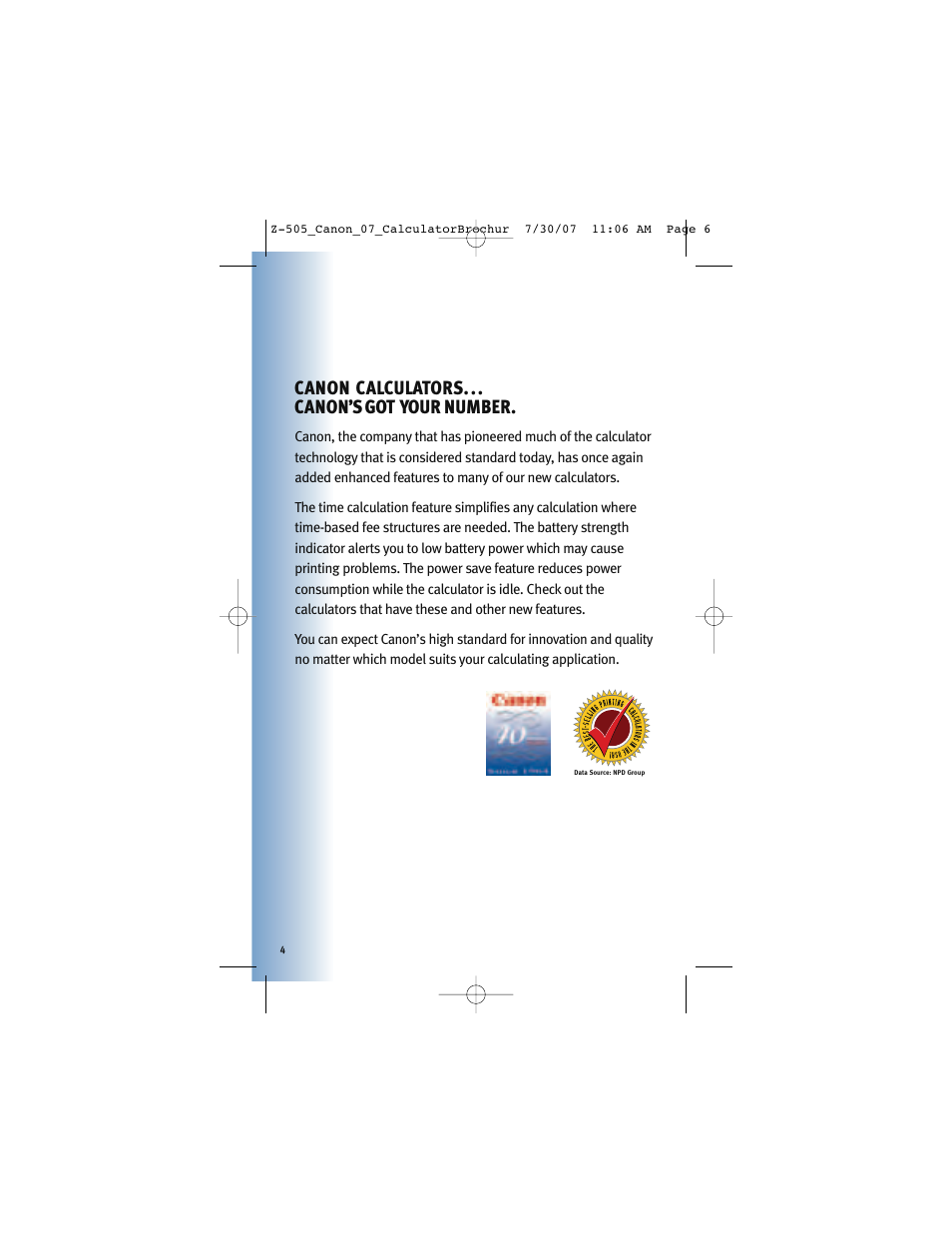 Canon calculators. . . canon’s got your number | Canon Z-505 User Manual | Page 3 / 66