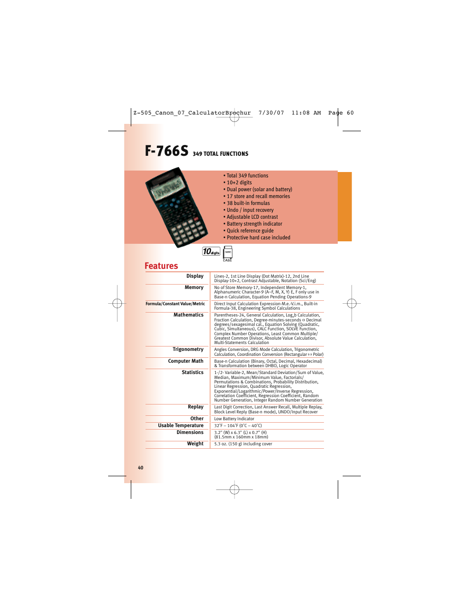 F-766s, Features | Canon Z-505 User Manual | Page 39 / 66