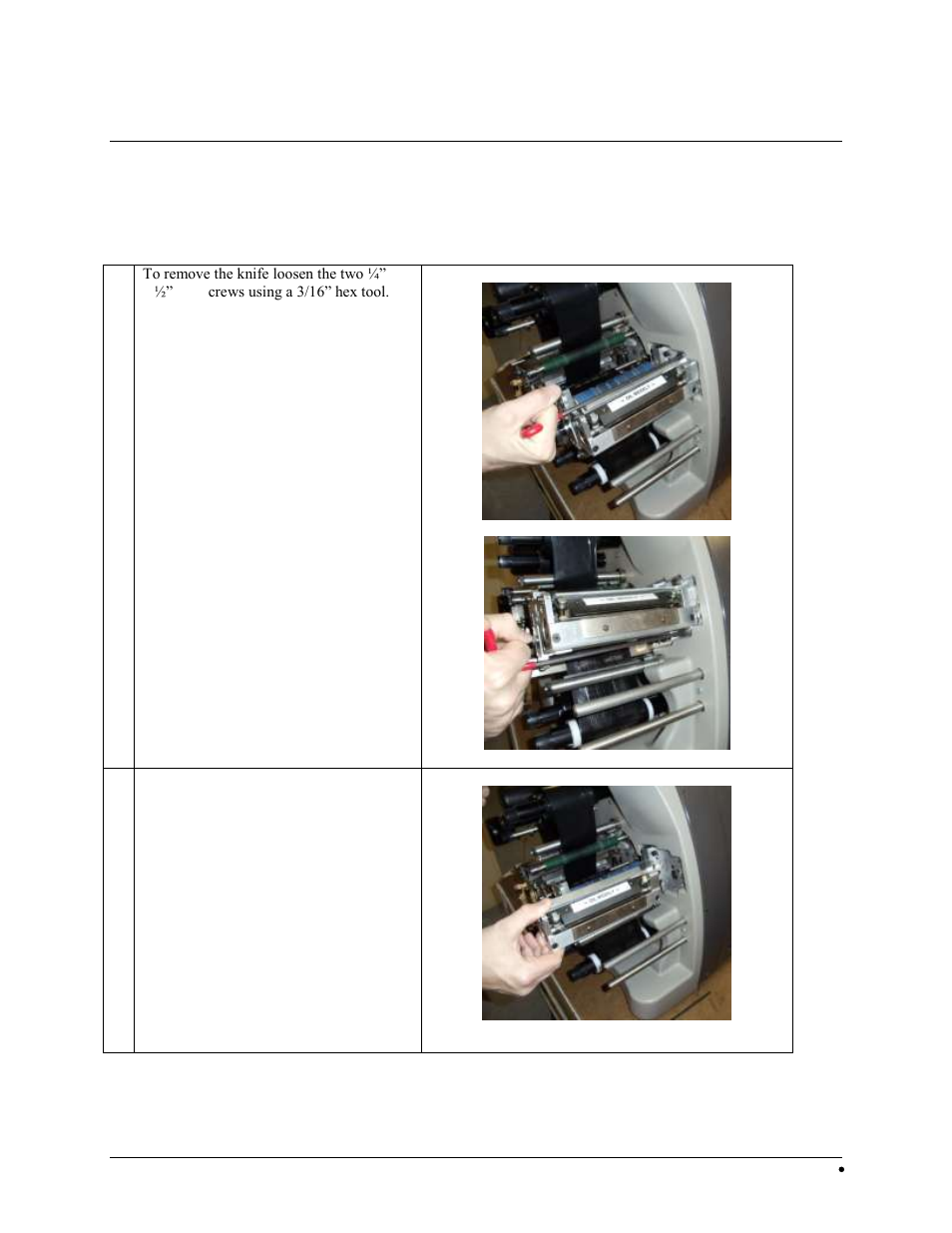 Removing the knife assembly | Avery Dennison SNAP 700 RFID Linear Knife User Manual | Page 37 / 71