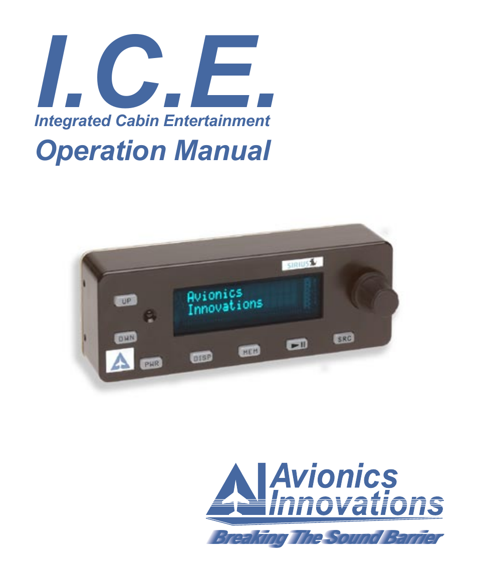 Avionics Innovations ICE PCU (Passenger Control Unit) Operation Manual User Manual | 14 pages