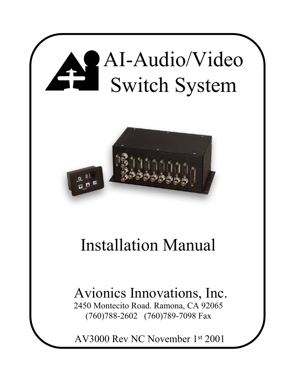 Avionics Innovations AVS (Audio/Video Switch System) User Manual | 14 pages