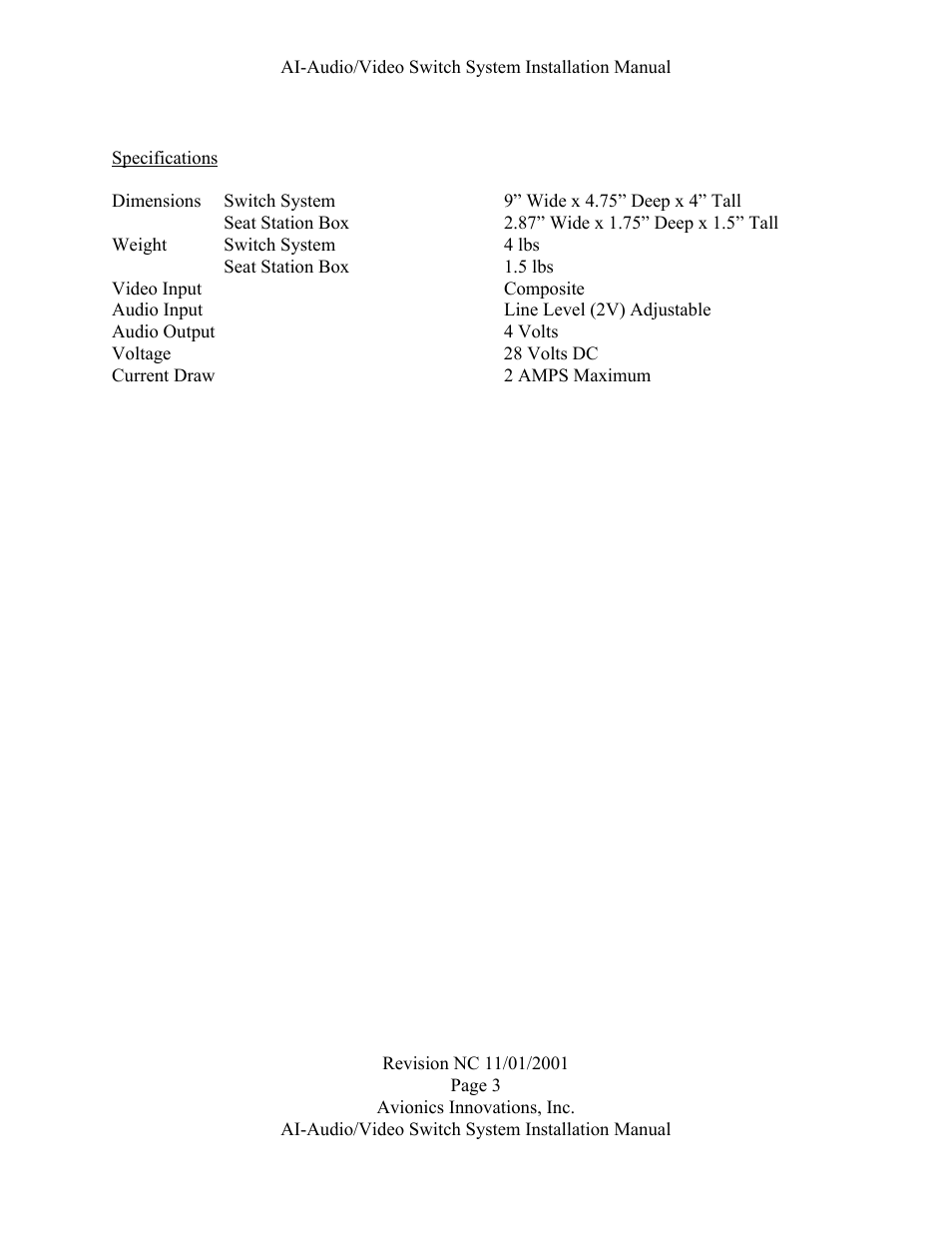 Avionics Innovations AVS (Audio/Video Switch System) User Manual | Page 4 / 14