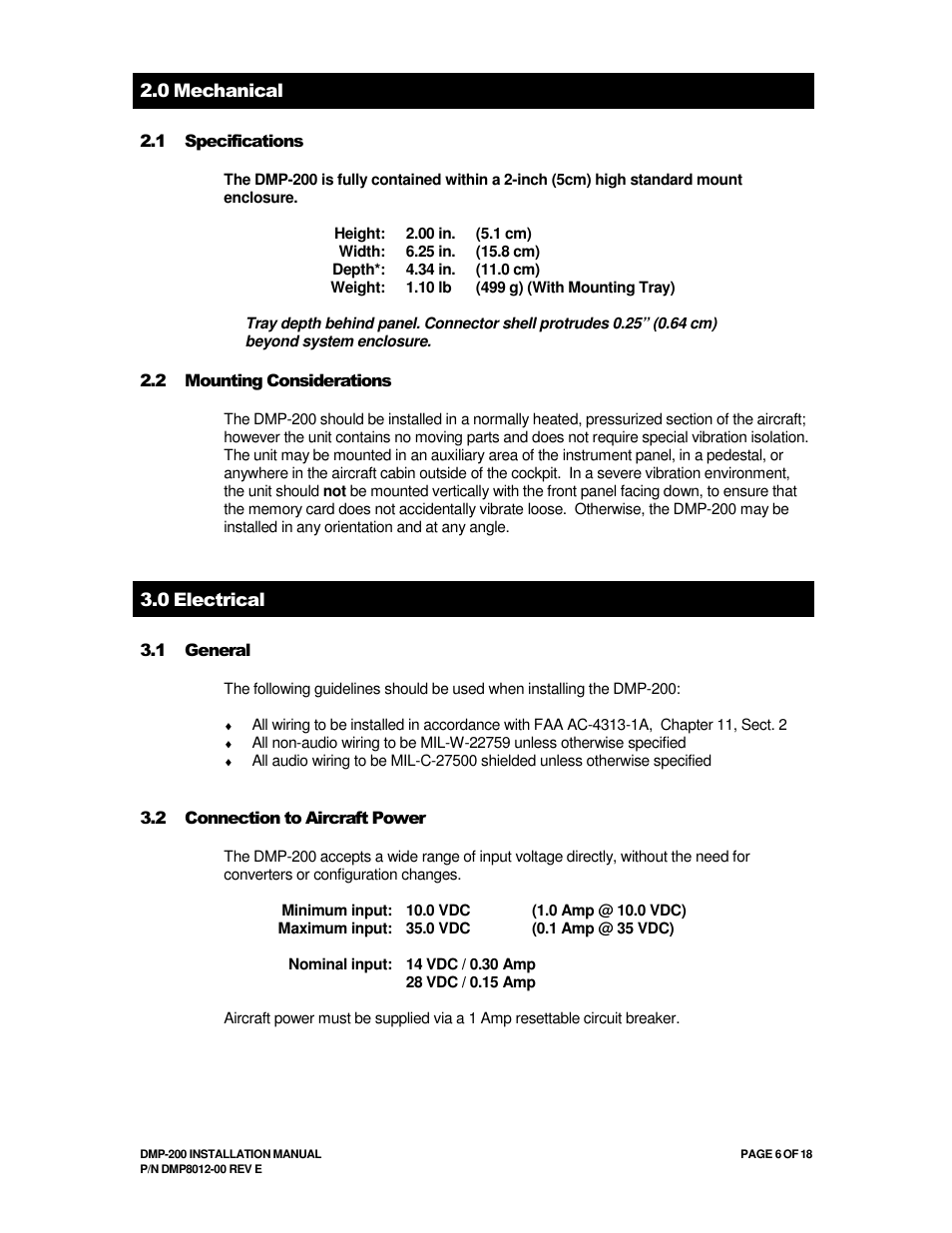 Avionics Innovations DMP-200 (MP3 Player) Installation Manual User Manual | Page 6 / 20
