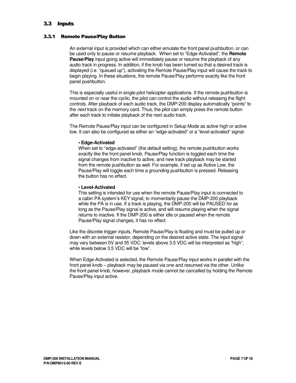 Avionics Innovations DMP-200 (MP3 Player) Installation Manual User Manual | Page 7 / 20