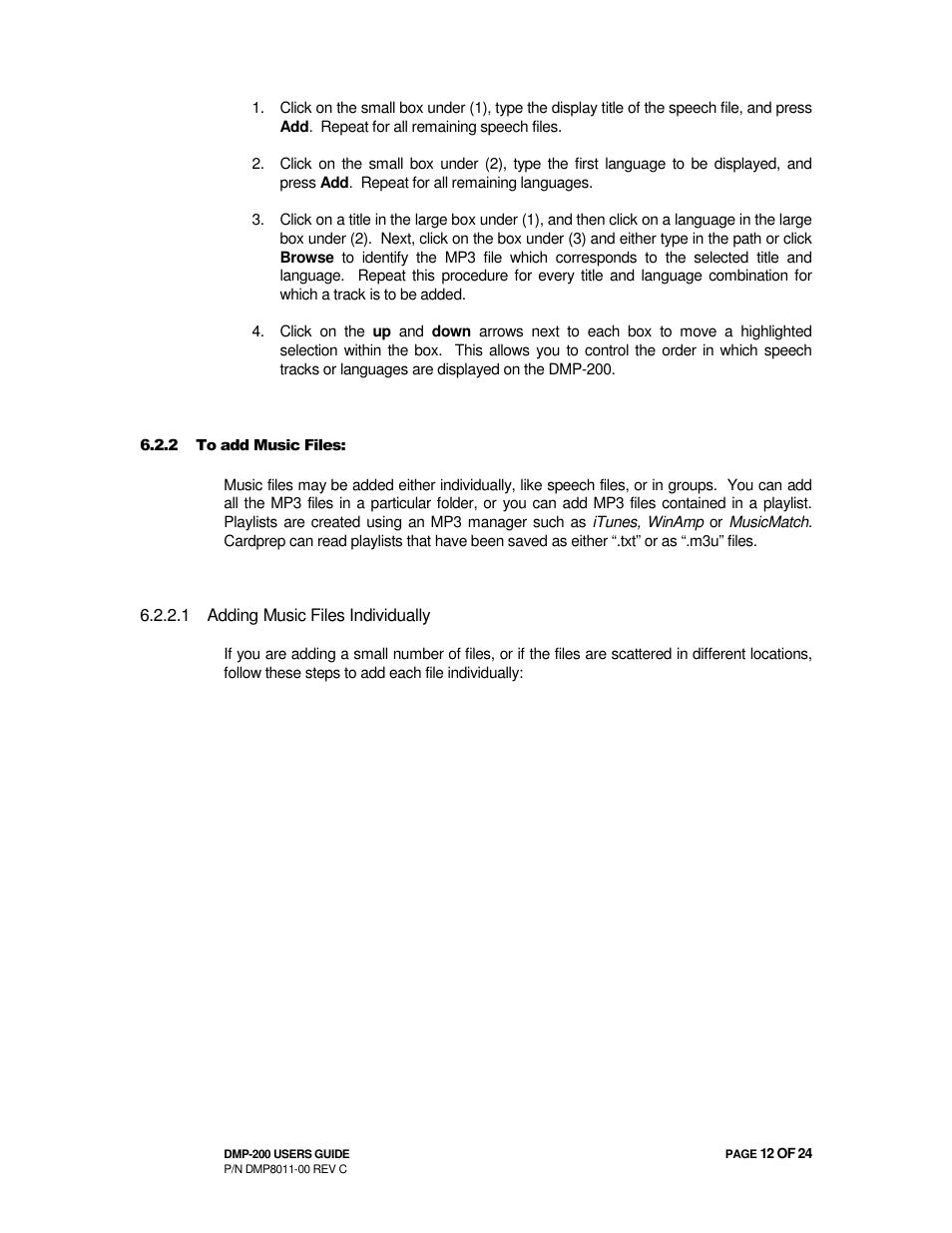 Avionics Innovations DMP-200 (MP3 Player) Operation Manual User Manual | Page 12 / 24