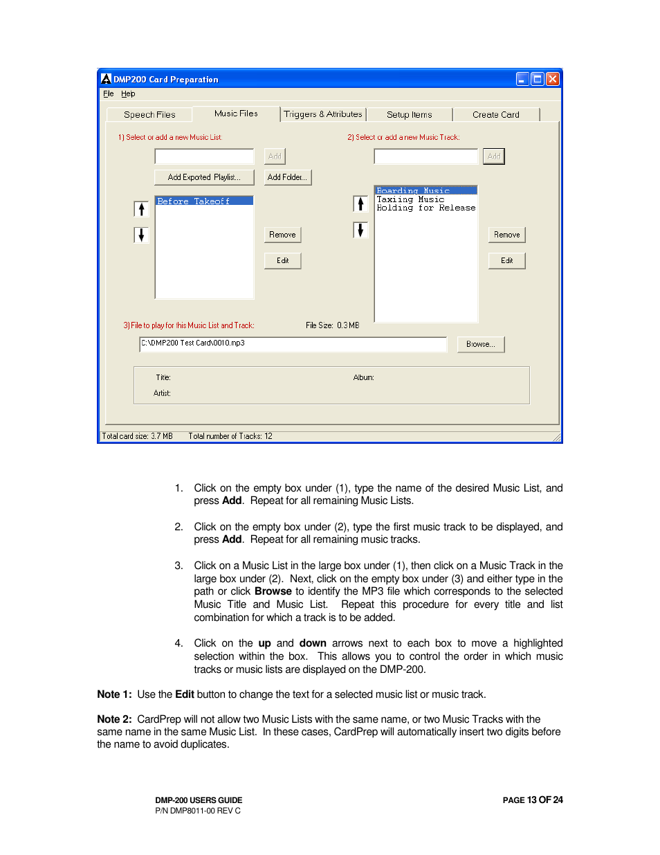 Avionics Innovations DMP-200 (MP3 Player) Operation Manual User Manual | Page 13 / 24