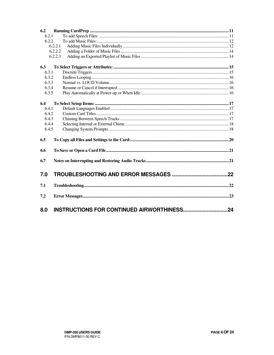 Avionics Innovations DMP-200 (MP3 Player) Operation Manual User Manual | Page 4 / 24